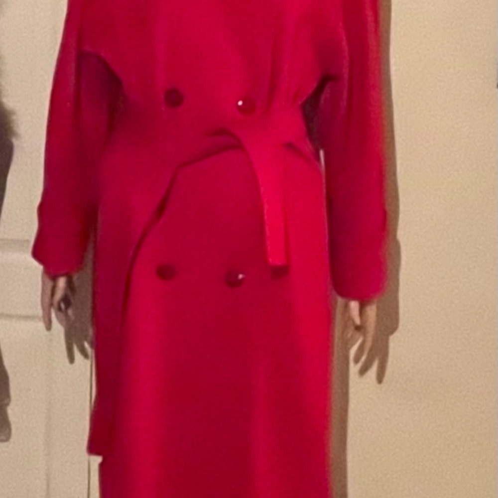 Vintage cherry red Neiman Marcus wool maxi coat prob. size 10
